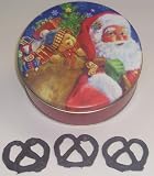 Scott's Cakes 1 lb. Dark Chocolate Covered Pretzel in a Santa's Toys Tin