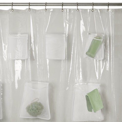 Maytex Mesh Pockets PEVA Shower Curtain Clear