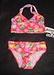 Infant/Toddler Girls 2 PC Swimsuit V-Neck Tankini Red/Pink Large Confetti
