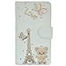 LG G Stylo Case, EBEST Handmade Bling Crystal Rhinestone Folio Wallet Stand PU Leather Case with Cash/Card Holder for LG G Stylo, H631, MS631, LS770, Bear Tower