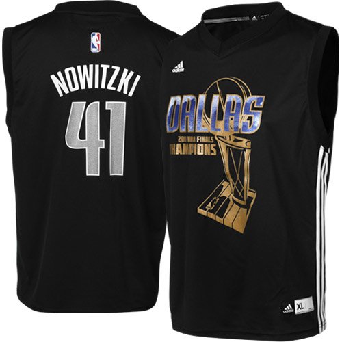 adidas Dirk Nowitzki Dallas Mavericks Youth 2011 NBA Champions Revolution 30 Replica Jersey - Black (Small)
