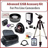 IMAGE OF Advanced Accessesory Kit For Proline Camcorders Works For Canon XF305 Canon XF300 Panasonic hmc70 hmc40 hmc150 hmc155 hmc45: Including LED Video Light, Wide Angle Lens, Telephoto Lens, 3 Piece Filter Kit, HDMI Cable and more