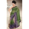 Maharanis Sari Komplettset Seidenchiffon gr�n aufwendig bestickt Angebot VP 189,00