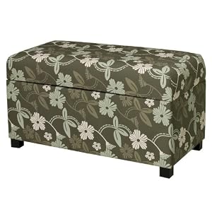 Double Storage Ottoman - Olive Prairie Flower