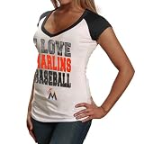 MLB Miami Marlins Ladies Baby Jersey Raglan Premium T-Shirt - Natural (Medium)