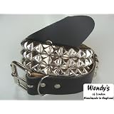 ウェンディーズ WENDY'S of LONDON 3連 ラージ ピラミッド スタッズ ベルト(SV/BK)[並行輸入品]