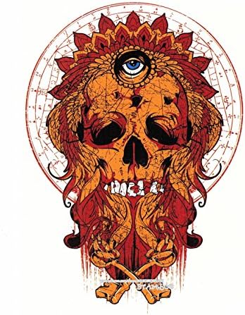 BTArtbox Big Pattern Style 6 inch X 8 inch Bleeding Skull Body Art Stickers High Quality Removable Easy to Use Waterproof Long Duration Flash Personalized Temporary Tattoo - One Sheet(#17)