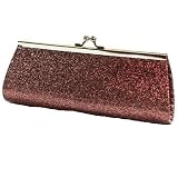 Brown Glitter Twist Lock Small Clutch Handbag