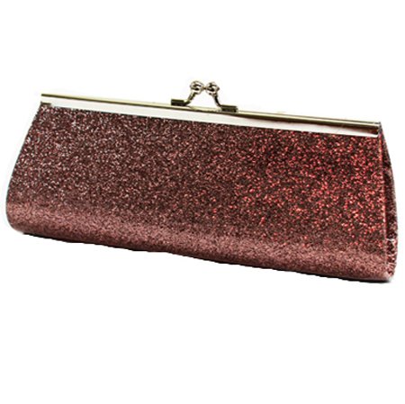 Brown Glitter Twist Lock Clutch Handbag
