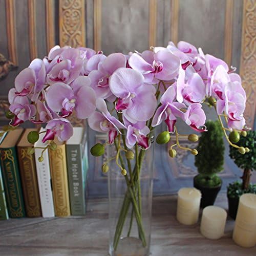 SSWQ Fake Silk Artificial Butterfly Orchid Flower for Home Garden Party Plant Decor(Light Purple)