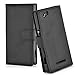 Sony Xperia M Case , CADORABO [Stand Feature] [Ultra Low Profile] Xperia M Case Wallet [BLACK] PU Leather Wallet Case with STAND Flip Cover for Xperia M - BLACK [Lifetime Warranty]