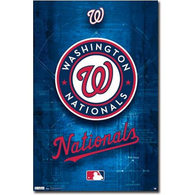 Professionally Framed Washington Nationals Logo 2011 Sports Poster Print - 22x34 with RichAndFramous Black Wood Frame