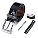 Men's Leather Belt Sliding Buckle Belt Reversible Black & Brown (45-46)