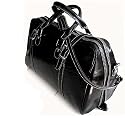 Floto Trastevere Duffle Black Leather Travel Bag Luggage Suitcase