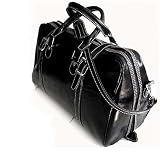 Floto Trastevere Duffle Black Leather Travel Bag Luggage Suitcase