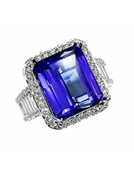 18K White Gold Tanzanite and Diamond Ring -- LIFETIME WARRANTY