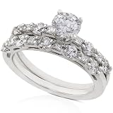 1 2/5ctw Round Brilliant Cut Diamond Wedding Ring Set (GH/VS) in 18k White Gold