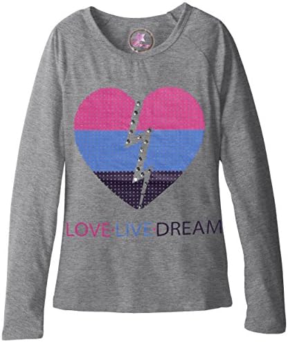 Dream Star Big Girls' Raglan Long-Sleeve Heart Lightning Bolt Graphic Top