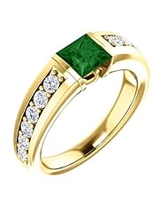 18K Yellow Gold 5.00x5.00mm Princess Cut Chrome Tourmaline and Diamond Ring -- LIFETIME WARRANTY