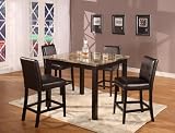 5pc Dark Artificial Marble Top Counter Height Dinette Dinning Set (Table & 4 Chairs)