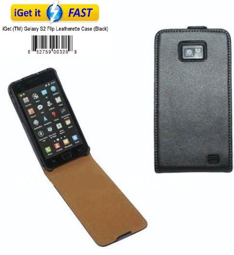 iGet (TM) Samsung Galaxy i9100 S2 Synthetic Leather Folio Flip Case Cover - BLACK