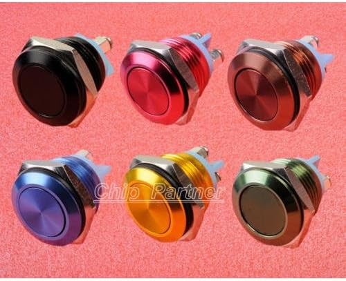 wonderfullshop16mm Start Horn Button Momentary Stainless Steel Metal Push Switch 6 Colors