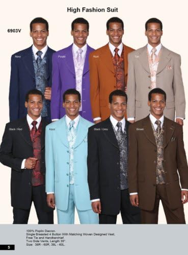 Milano Moda Single Breasted ,Double Vent, Fashion Suit With Vest, Tie & Hankie