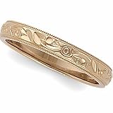 14K Rose Gold Hand-Engraved Wedding Band For Men and Women - Size 10