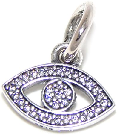 925 Sterling Silver Dangling "White CZ Eye" Charm Bead 627