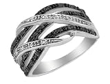 White and Black Diamond Ring 1/5 Carat (ctw) in Sterling Silver