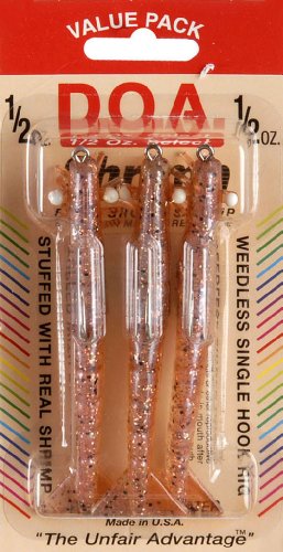 DOA FLV Shrimp New Penny Lure (3-Pack), Brown, 4-Inch