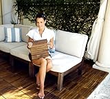 Le click Teak Flooring Tiles Exclusive - Box of 10 Tiles (Teak Oiled Natural Brown) (12