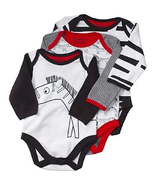 Unisex Zebra Hanging Bodysuit - 3pk