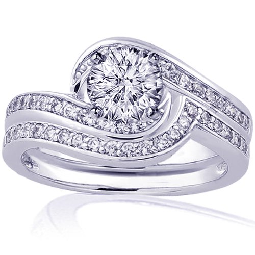 2 Ct Round Diamond Wedding Bridal Rings Set SI2 14K EGL