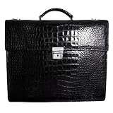 Jack Georges Croco Collection Double Gusset Flapover Briefcase
