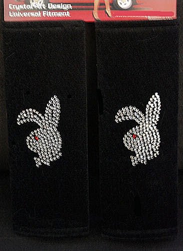 Playboy Bunny Crystal Bling Diamond Shoulder Seatbelt Pads