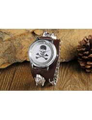 Youyoupifa Unisex Imaginative Stainless-Steel with Brown Leather Strap Quartz Watch