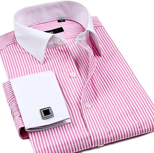 ZERDSKY Men's Solid Color French Cuff Dress Shirt(Cufflinks Included),FS14,16.5" Neck 33.5" Sleeve,Tag size: 43