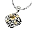 925 Silver & Citrine Ornate Scroll Pendant with 18k Gold Accents