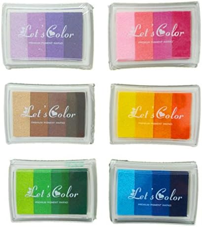 Lsushine Craft Ink Pad Stamps Partner Diy Color,24 Color Craft Ink Pad for Stamps, Paper, Wood Fabric (pack of 6)