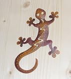 Eigenschaften Haus und Gärtchen  / Gecko aus Metall 14 cm braun