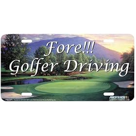 Sunset at 17th - Golf Decor Art Print - License Plate Tag By Larry Dyke From Airstrike
