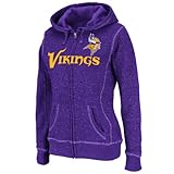 NFL Women's Minnesota Vikings Deep Post Long Sleeve Fullzip Marled Fleece Hoody (Regal Purple Marled/White, Large)