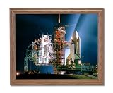 NASA Space Shuttle Columbia Night Launch Photo Wall Picture Oak Framed Art Print