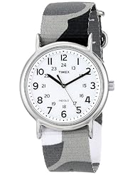 Timex Unisex T2P366 Weekender Gray Camo Slip-Thru Nylon Strap Watch