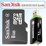 SanDisk 8GB Micro SDHC Memory Card Bundle With Transcend TS-RDP5K P5 9-in 1 USB 2.0 Flash Memory Card Reader