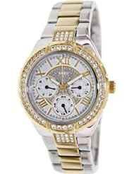 GUESS Womens U0111L5 Sparkling Hi-Energy Mid-Size Multi-Function Silver & Gold-Tone Watch