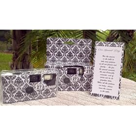 10 Pack DAMASK Wedding Disposable 35mm Cameras In Matching Gift Boxes- 27 Exposures Each- With... by