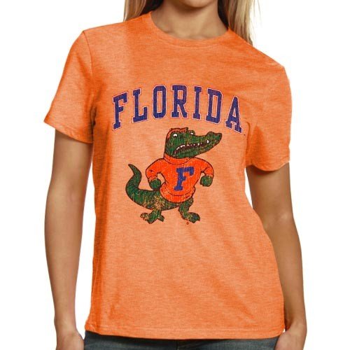 Florida Gators Ladies Orange Distressed Big Arch T-shirt (Small)