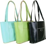 Baekgaard Apple Green Coral, Black White or Caribbean Blue chic Genuine leather tote,AppleGreenCoral